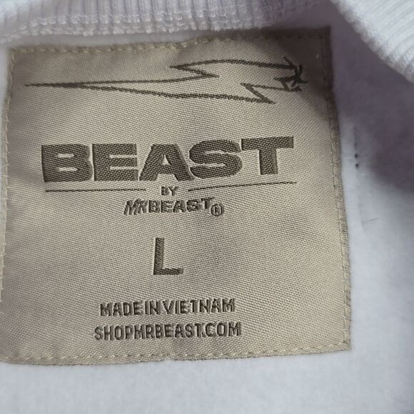 683 NWT MR BEAST EMBOSSED PANTHER CREWNECK SWEATSHIRT - WHITE LARGE - Picture 4 of 9